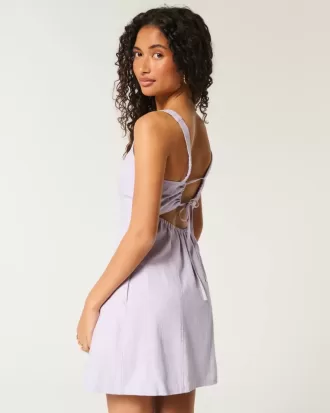 Strukturiertes Minikleid aus Leinenmischung