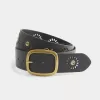 Sunburst-Gürtel aus veganem Leder mit Ösen Sunburst-Gürtel aus veganem Leder mit Ösen