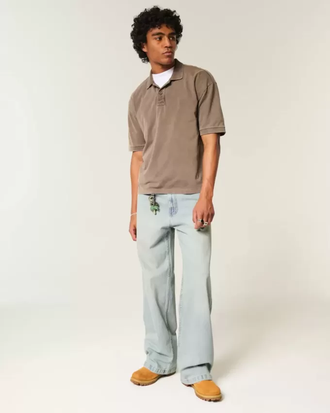 Super Baggy-Jeans in heller Waschung