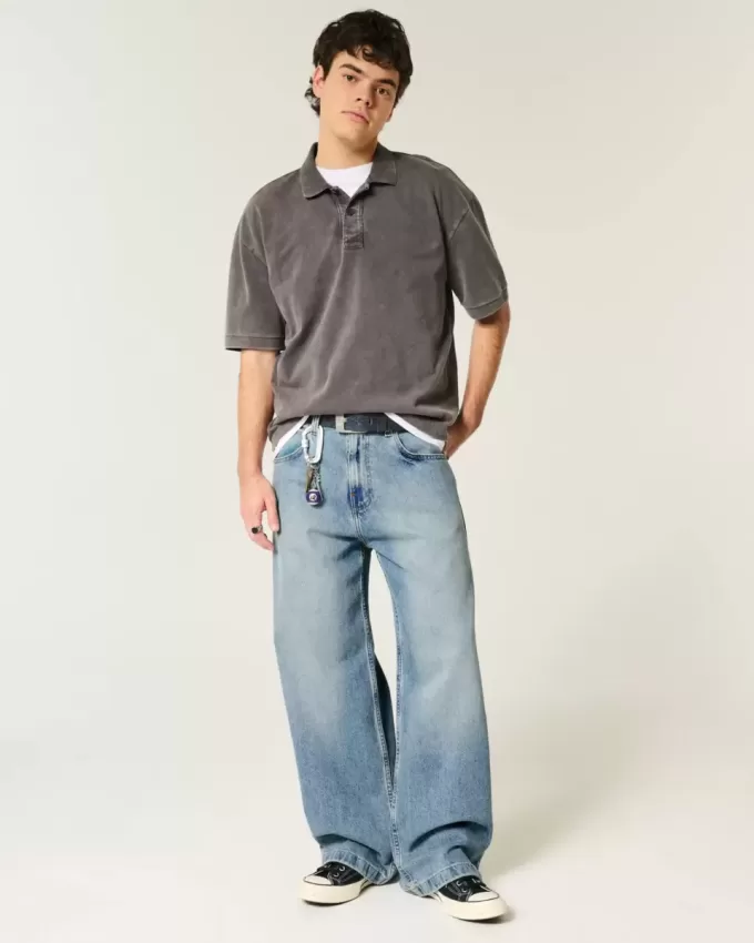 Super Baggy-Jeans in mittlerer Waschung