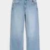 Super Baggy-Jeans mit Astronauten-Grafik in heller Waschung