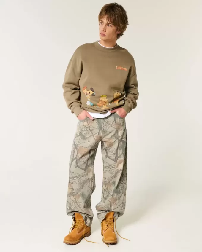 Super Baggy-Jeans mit Camouflage-Muster