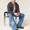 Super Baggy-Jeans mit NYC-Grafik in mittlerer Waschung