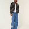 Super Baggy-Jeans mit NYC-Grafik in mittlerer Waschung