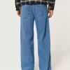 Super Baggy-Jeans mit NYC-Grafik in mittlerer Waschung
