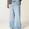 Super Baggy-Jeans mit Spider-Grafik in heller Waschung