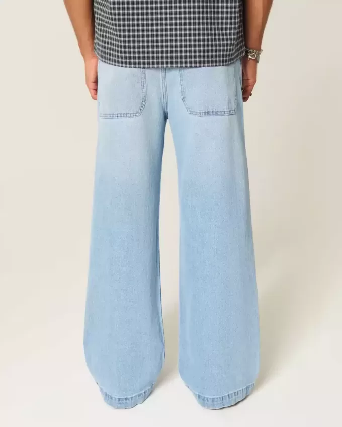 Super Baggy-Jeans mit Spider-Grafik in heller Waschung