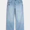 Super Baggy-Jeans mit Spider-Grafik in heller Waschung