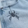 Super Baggy-Jeans mit Spider-Grafik in heller Waschung