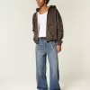 Super Baggy-Jeans mit Würfel-Grafik in dunkler Waschung