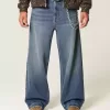 Super Baggy-Jeans mit Würfel-Grafik in dunkler Waschung