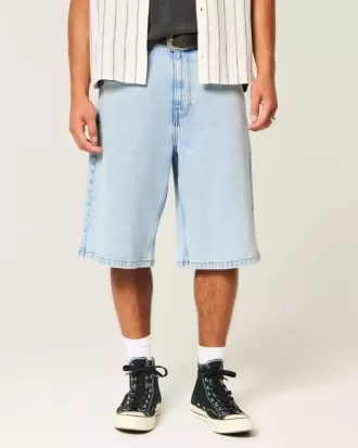 Super Baggy-Jeansshorts in heller Waschung