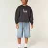 Super Baggy-Jeansshorts in mittlerer Waschung