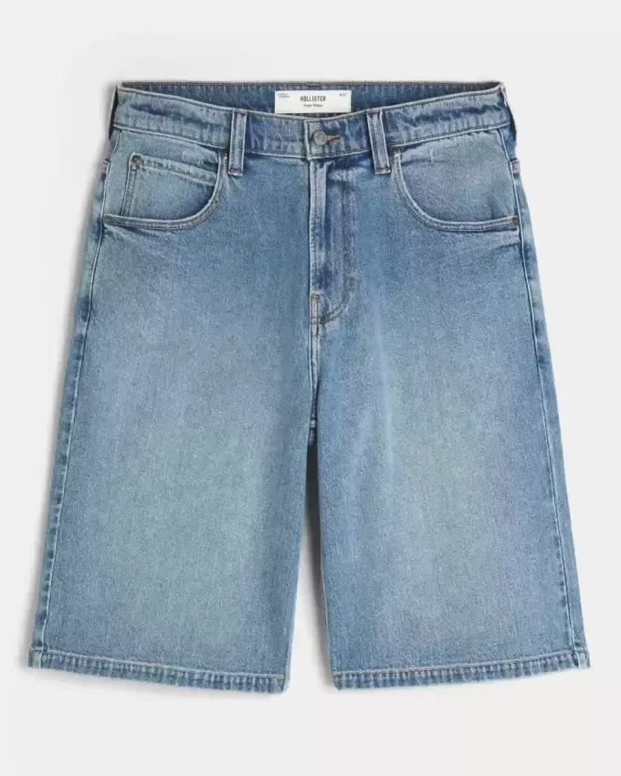 Super Baggy-Jeansshorts in mittlerer Waschung