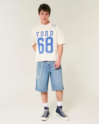 Super Baggy-Jeansshorts mit mittlerer Waschung unterhalb des Knies