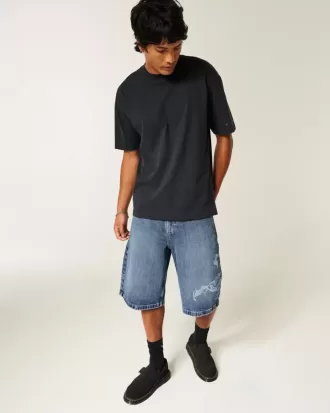 Super Baggy-Jeansshorts mit Scorpion-Grafik