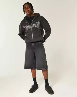Super Baggy-Jeansshorts mit Sterngrafik