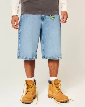 Super Baggy-Jeansshorts mit Totenkopf-Grafik
