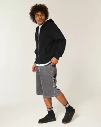 Super Baggy-Malershorts aus Denim mit Flammengrafik