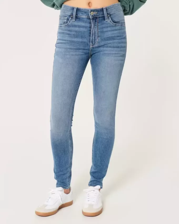 Super Skinny Jeans mit hohem Bund und mittlerer Waschung Super Skinny Jeans mit hohem Bund und mittlerer Waschung