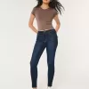 Superenge Jeans mit hoher Taille und dunkler Waschung
