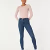 Superenge Jeans mit hoher Taille und dunkler Waschung