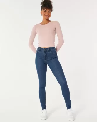 Superenge Jeans mit hoher Taille und dunkler Waschung
