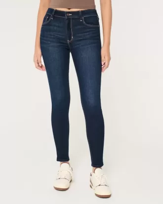 Superenge Jeans mit hoher Taille und dunkler Waschung