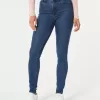Superenge Jeans mit hoher Taille und dunkler Waschung