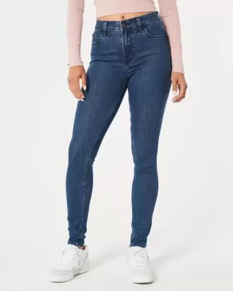 Superenge Jeans mit hoher Taille und dunkler Waschung
