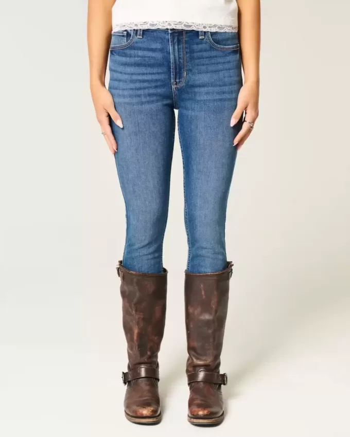 Superenge Jeans mit hoher Taille und dunkler Waschung