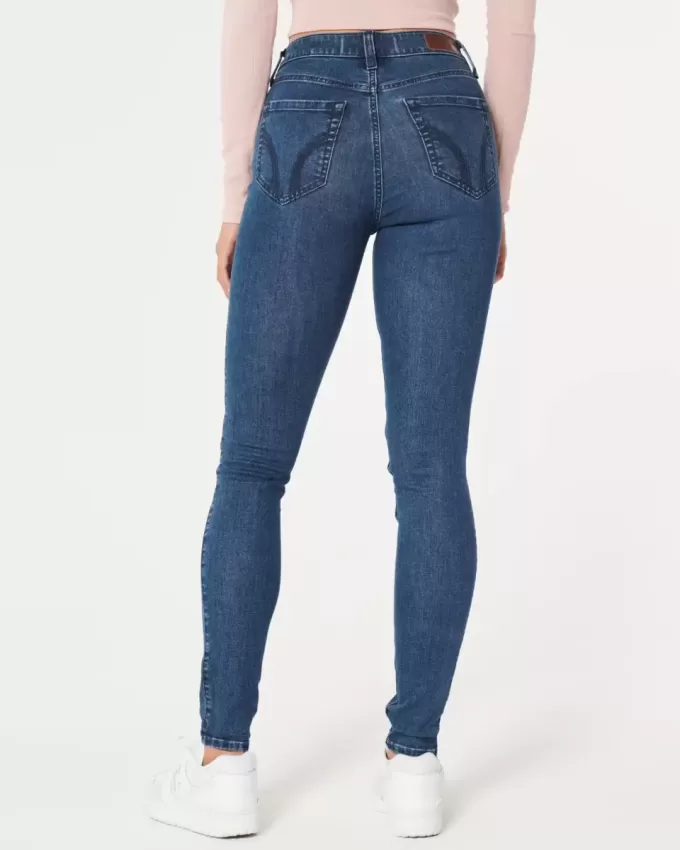 Superenge Jeans mit hoher Taille und dunkler Waschung
