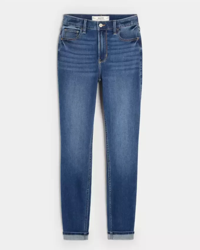Superenge Jeans mit hoher Taille und dunkler Waschung