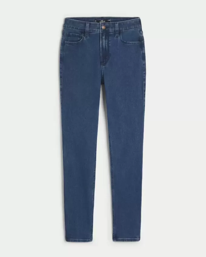 Superenge Jeans mit hoher Taille und dunkler Waschung