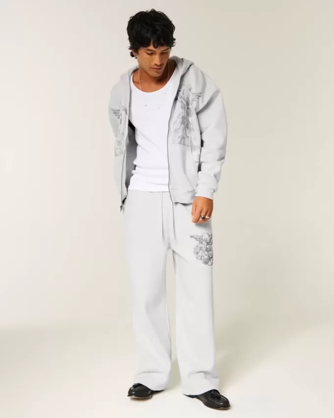 Superweite Jogginghose mit Engel-Grafik