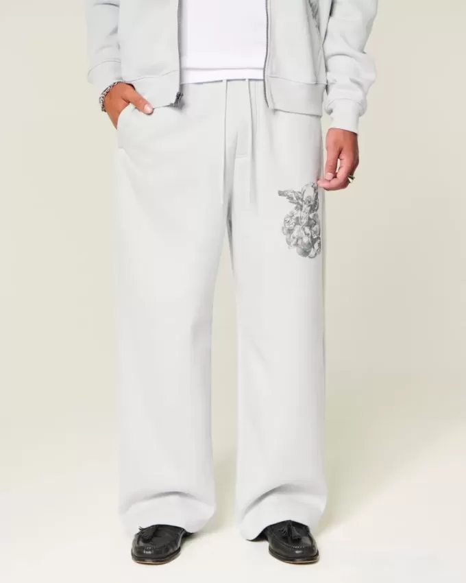 Superweite Jogginghose mit Engel-Grafik