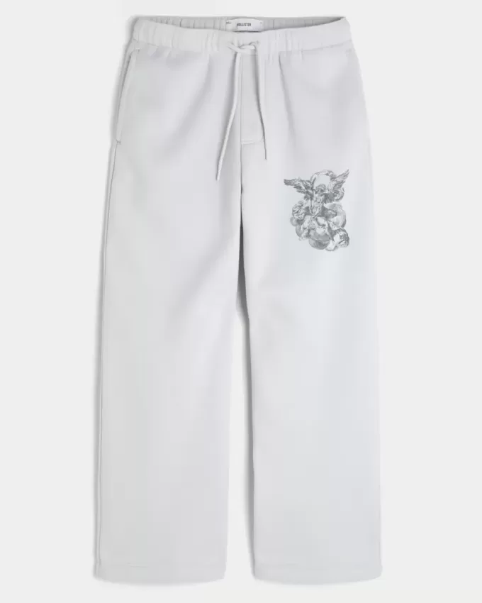 Superweite Jogginghose mit Engel-Grafik