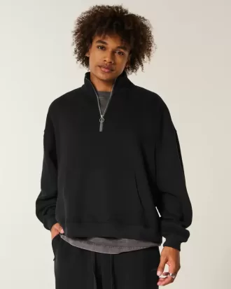 Sweatshirt mit rechteckiger Passform und Viertelreißverschluss