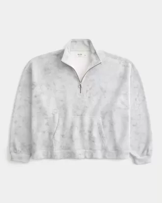 Sweatshirt mit rechteckiger Passform und Viertelreißverschluss