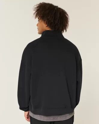 Sweatshirt mit rechteckiger Passform und Viertelreißverschluss