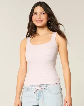 Tanktop mit eckigem Ausschnitt aus geripptem, nahtlosem Stoff