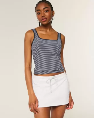 Tanktop mit eckigem Ausschnitt aus geripptem, nahtlosem Stoff