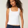 Tanktop mit eckigem Ausschnitt aus geripptem, nahtlosem Stoff