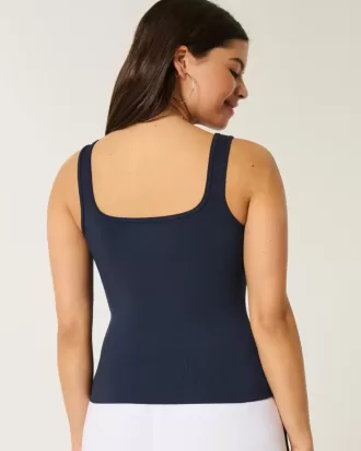 Tanktop mit eckigem Ausschnitt aus geripptem, nahtlosem Stoff