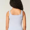 Tanktop mit eckigem Ausschnitt aus geripptem, nahtlosem Stoff Tanktop mit eckigem Ausschnitt aus geripptem, nahtlosem Stoff