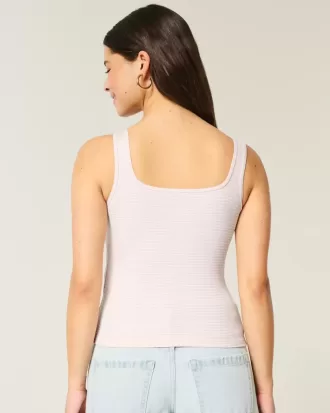 Tanktop mit eckigem Ausschnitt aus geripptem, nahtlosem Stoff