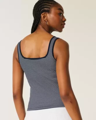 Tanktop mit eckigem Ausschnitt aus geripptem, nahtlosem Stoff