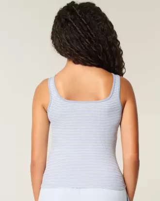 Tanktop mit eckigem Ausschnitt aus geripptem, nahtlosem Stoff