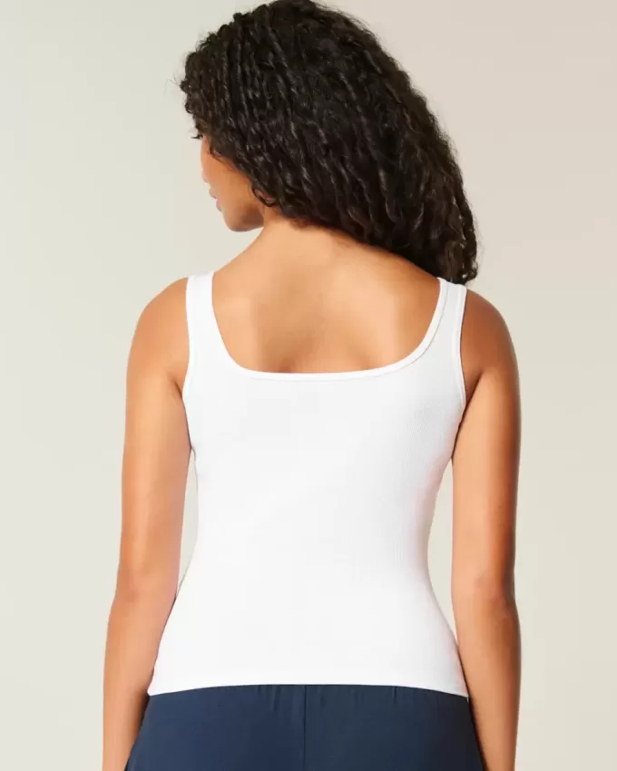 Tanktop mit eckigem Ausschnitt aus geripptem, nahtlosem Stoff