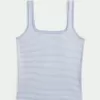 Tanktop mit eckigem Ausschnitt aus geripptem, nahtlosem Stoff Tanktop mit eckigem Ausschnitt aus geripptem, nahtlosem Stoff